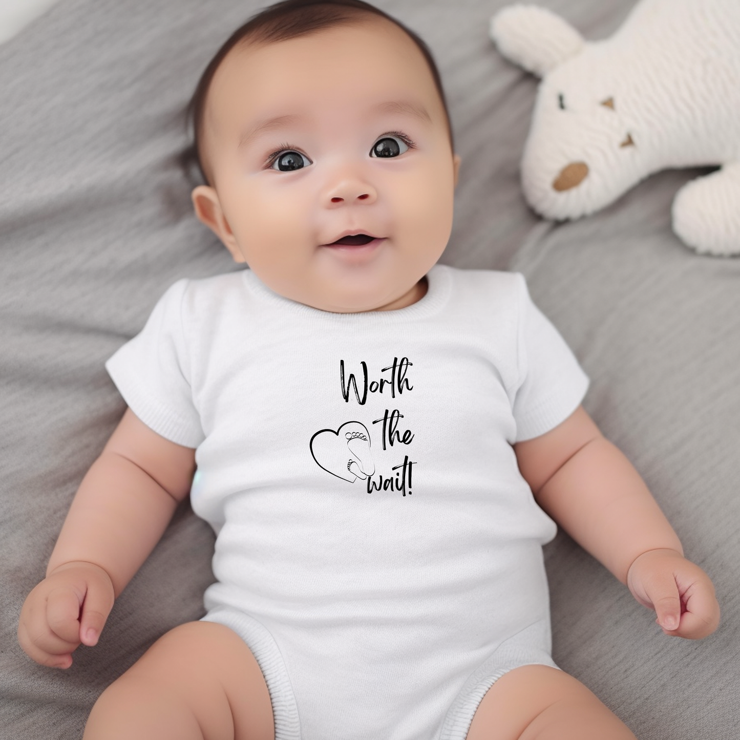 Cute Baby Bodysuit - Worth the Wait, Newborn Gift, Infant Outfit, Baby Shower, Pregnancy Announcement, Love Theme