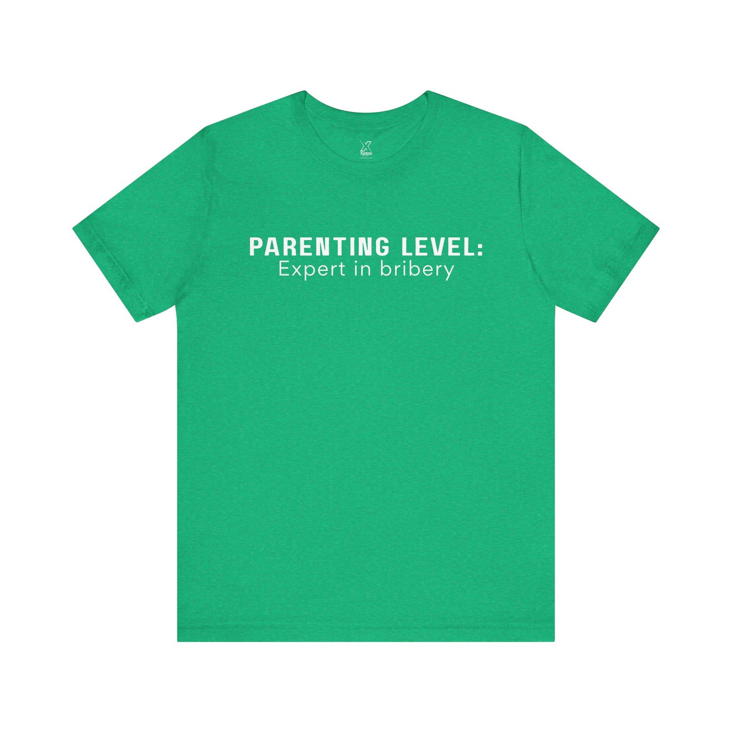 Parenting Humor Shirt | Unisex T-Shirt | Funny Parent Tee | Gift for Moms and Dads | Casual Family Outfit | “Parenting Level: Expert in Bribery”