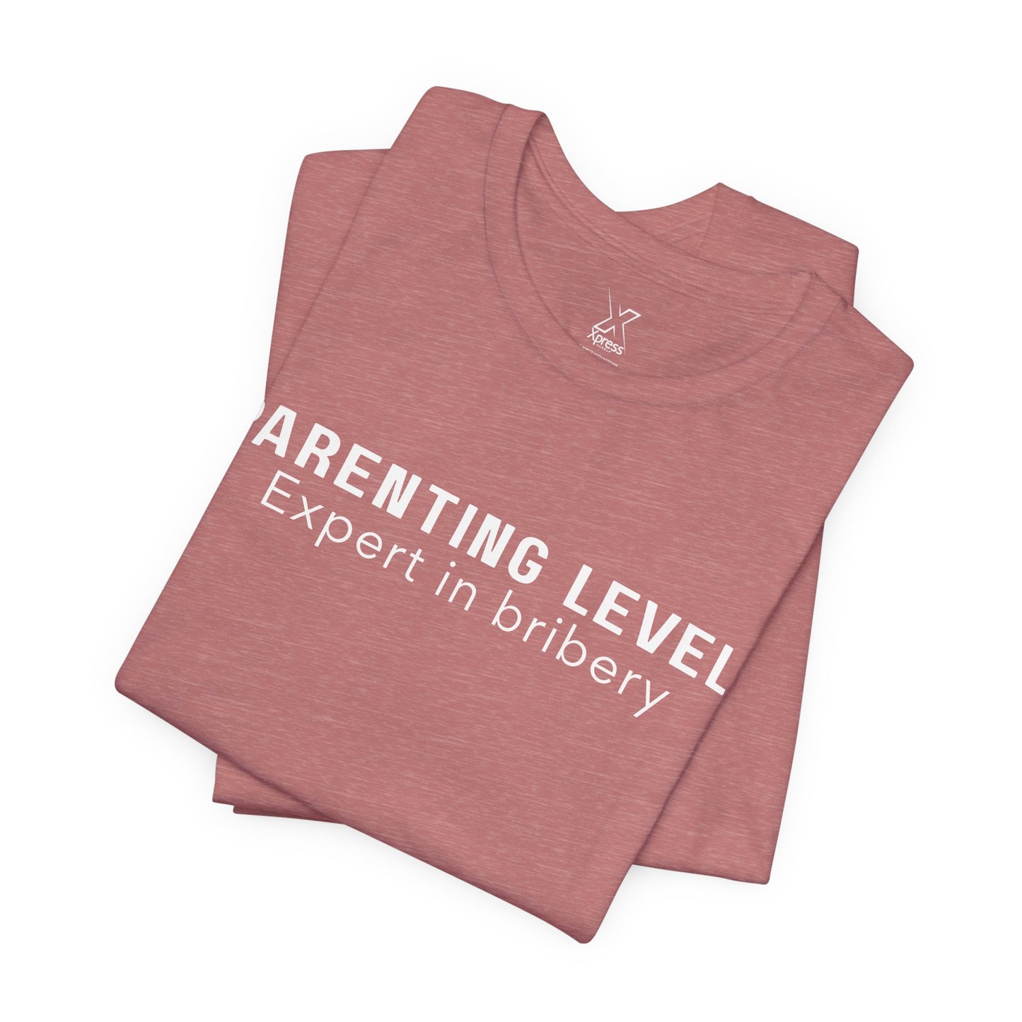 Parenting Humor Shirt | Unisex T-Shirt | Funny Parent Tee | Gift for Moms and Dads | Casual Family Outfit | “Parenting Level: Expert in Bribery”