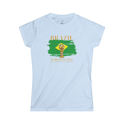 Brazil  Women's Softstyle T-Shirt, Soccer Fan Gift, Sports Apparel Women, 2026 Brazilian Pride Shirt, Casual Sportswear
