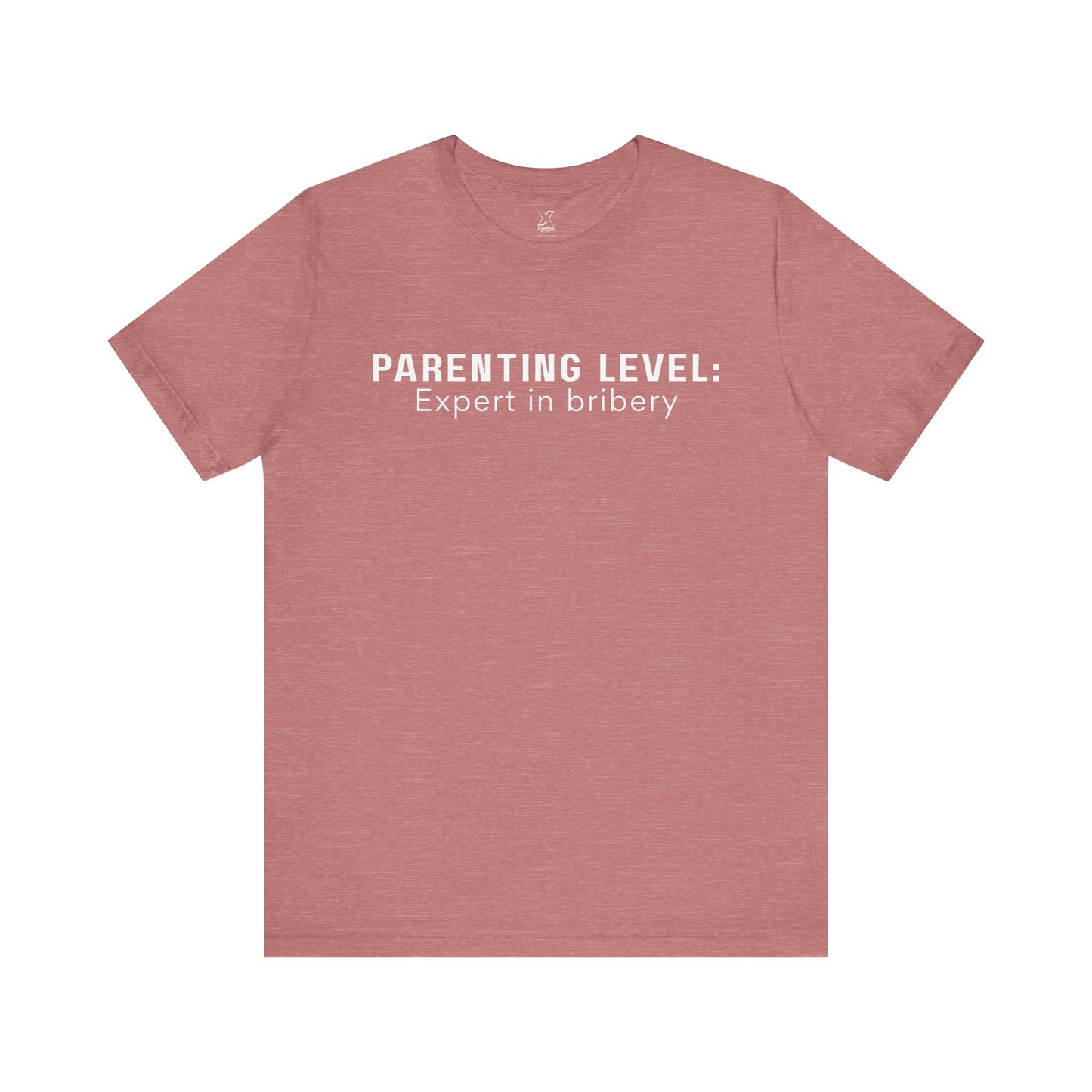 Parenting Humor Shirt | Unisex T-Shirt | Funny Parent Tee | Gift for Moms and Dads | Casual Family Outfit | “Parenting Level: Expert in Bribery”