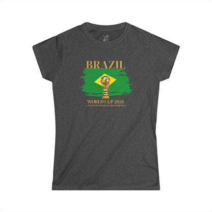 Brazil  Women's Softstyle T-Shirt, Soccer Fan Gift, Sports Apparel Women, 2026 Brazilian Pride Shirt, Casual Sportswear
