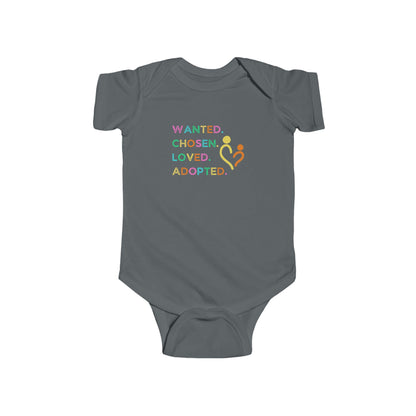 Adoption Celebration Infant Bodysuit - Wanted, Chosen, Loved, Adopted, Baby Shower Gift, Newborn Outfit, Cute Baby Apparel