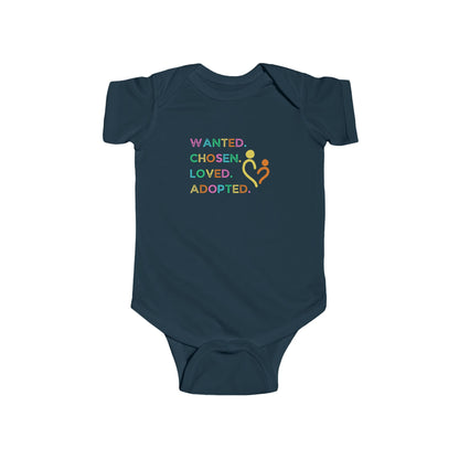 Adoption Celebration Infant Bodysuit - Wanted, Chosen, Loved, Adopted, Baby Shower Gift, Newborn Outfit, Cute Baby Apparel