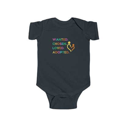 Adoption Celebration Infant Bodysuit - Wanted, Chosen, Loved, Adopted, Baby Shower Gift, Newborn Outfit, Cute Baby Apparel
