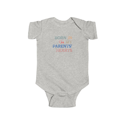 Born in My Parents' Hearts Infant Bodysuit, Cute Baby Onesie, Newborn Gift, Baby Shower Present, Infant Clothing, Sweet Baby Outfit