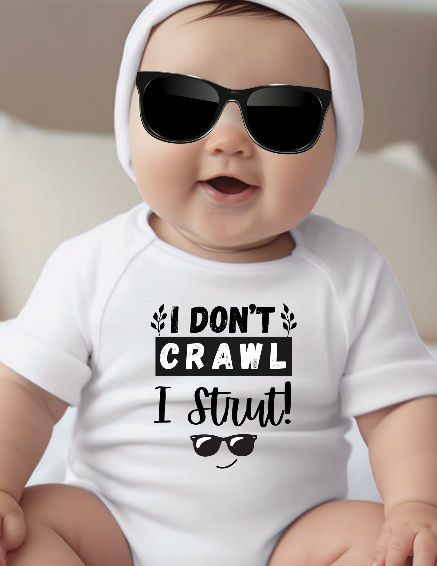 Funny Infant Bodysuit, I Don't Crawl I Strut, Baby Shower Gift, Newborn Outfit, Cute Baby Clothes, Birthday Gift, Playful Babywear