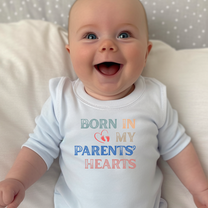 Born in My Parents' Hearts Infant Bodysuit, Cute Baby Onesie, Newborn Gift, Baby Shower Present, Infant Clothing, Sweet Baby Outfit