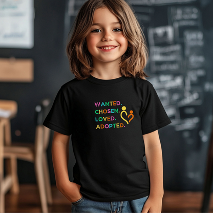 Youth Adoption Celebration Tee, Adopted Shirt, Kids Love Tee, Family Unity Apparel, Gifts for Kids, Positive Message Shirt