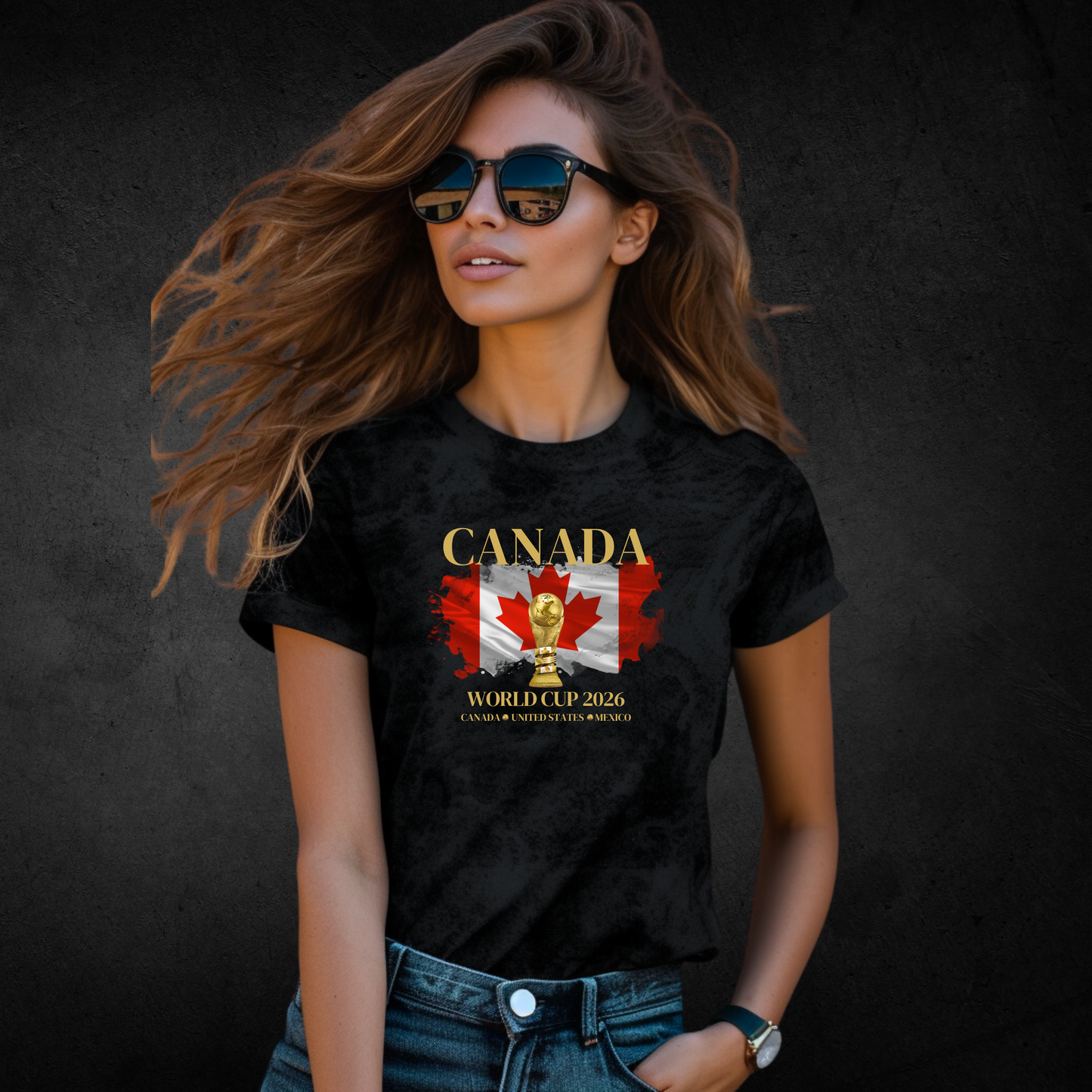 Canada!!! Show your Canadian pride with this flattering, feminine cut that’s perfect for cheering, watching with friends, or casual wear.