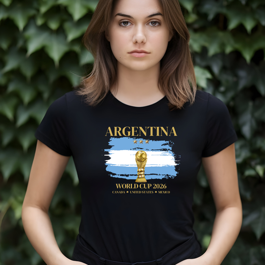 Vamos Argentina! Fierce, Stylish, and Proud! Argentina Women’s World Cup Tee. Women's Softstyle T-Shirt, Soccer Fan Gift, Sports Apparel Women, 2026 Argentina Pride Shirt, Casual Sportswear