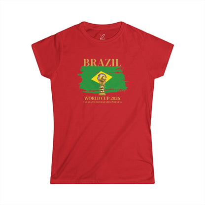 Brazil  Women's Softstyle T-Shirt, Soccer Fan Gift, Sports Apparel Women, 2026 Brazilian Pride Shirt, Casual Sportswear