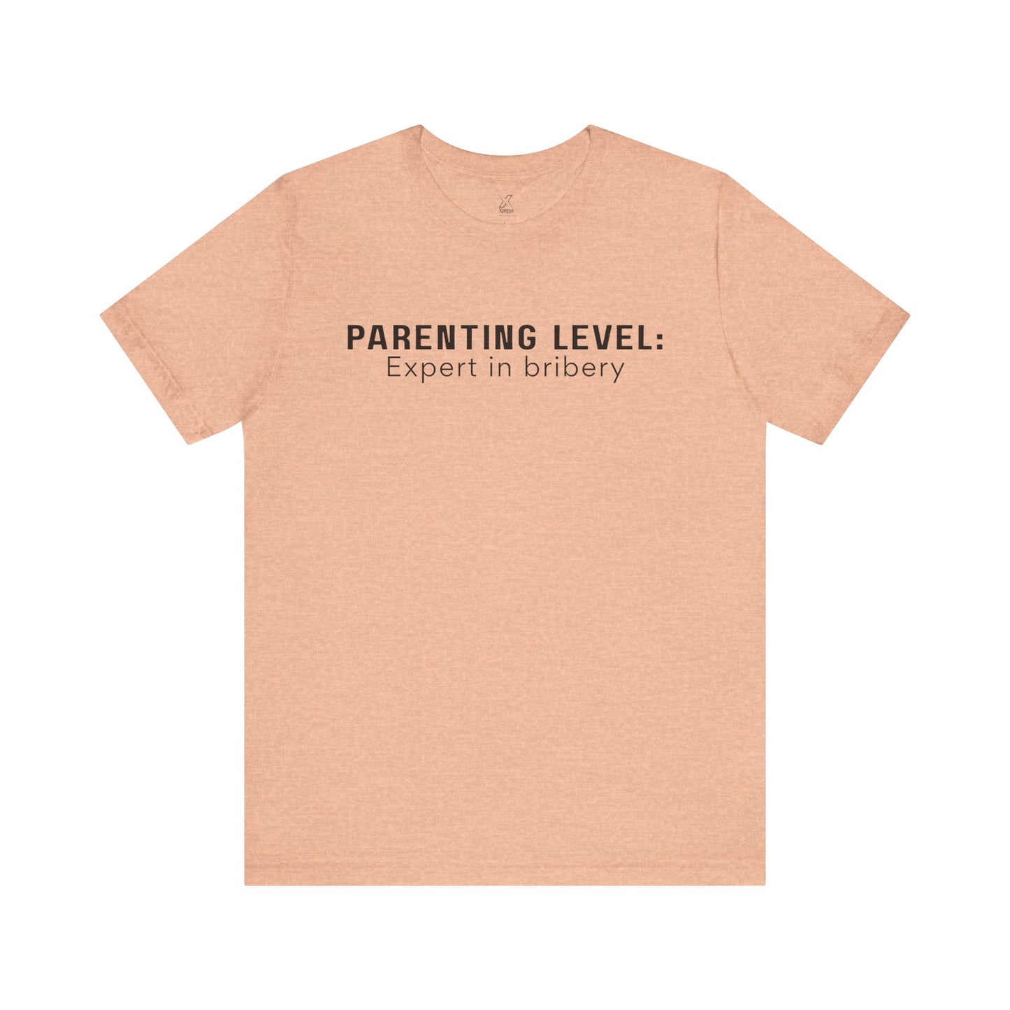 Parenting Humor Shirt | Unisex T-Shirt | Funny Parent Tee | Gift for Moms and Dads | Casual Family Outfit | “Parenting Level: Expert in Bribery”