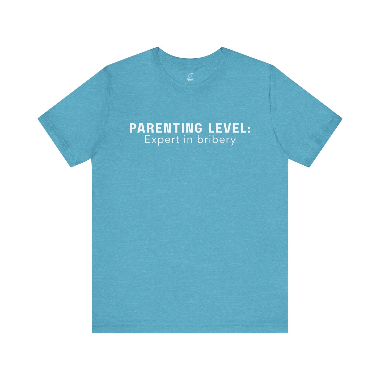 Parenting Humor Shirt | Unisex T-Shirt | Funny Parent Tee | Gift for Moms and Dads | Casual Family Outfit | “Parenting Level: Expert in Bribery”
