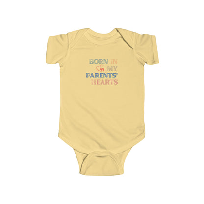 Born in My Parents' Hearts Infant Bodysuit, Cute Baby Onesie, Newborn Gift, Baby Shower Present, Infant Clothing, Sweet Baby Outfit