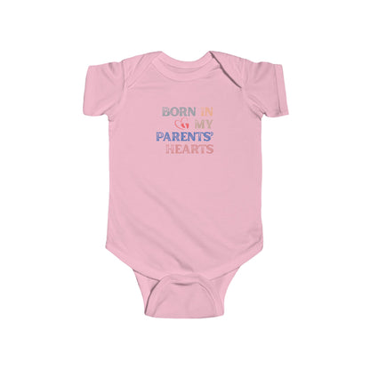 Born in My Parents' Hearts Infant Bodysuit, Cute Baby Onesie, Newborn Gift, Baby Shower Present, Infant Clothing, Sweet Baby Outfit