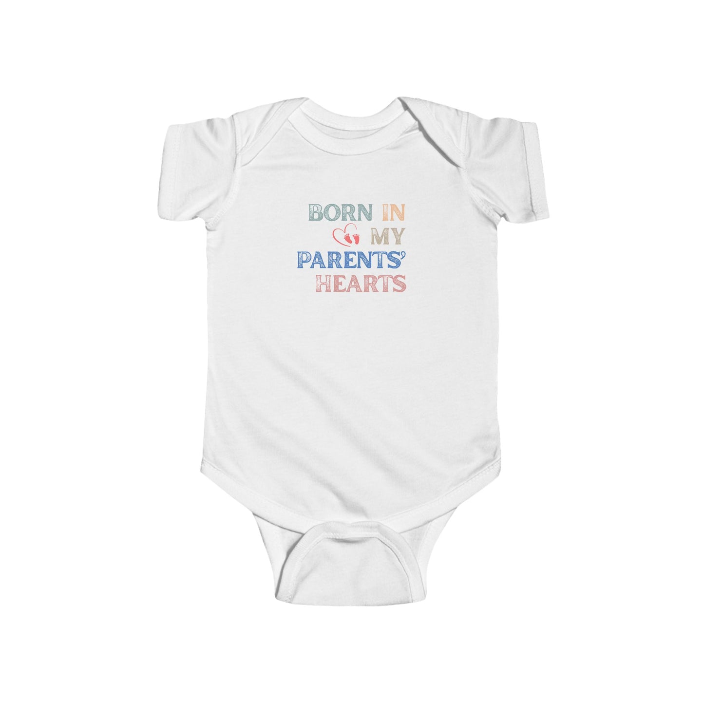 Born in My Parents' Hearts Infant Bodysuit, Cute Baby Onesie, Newborn Gift, Baby Shower Present, Infant Clothing, Sweet Baby Outfit